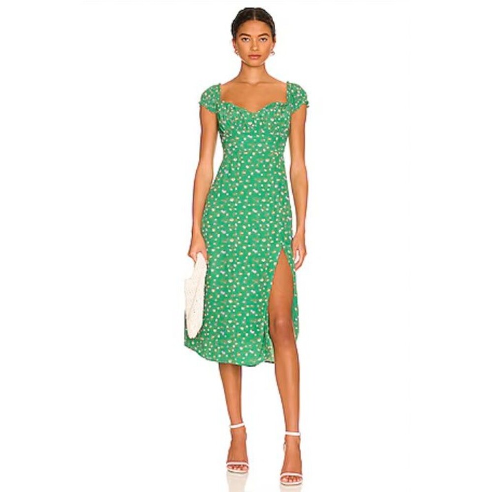 Astr Green Floral Midi Dress